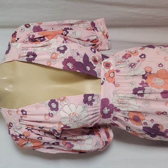 For Love & Lemons Magnolia Maxi Dress In 70’s Pink Floral Print Size XS Fits S - Picture 10 of 13